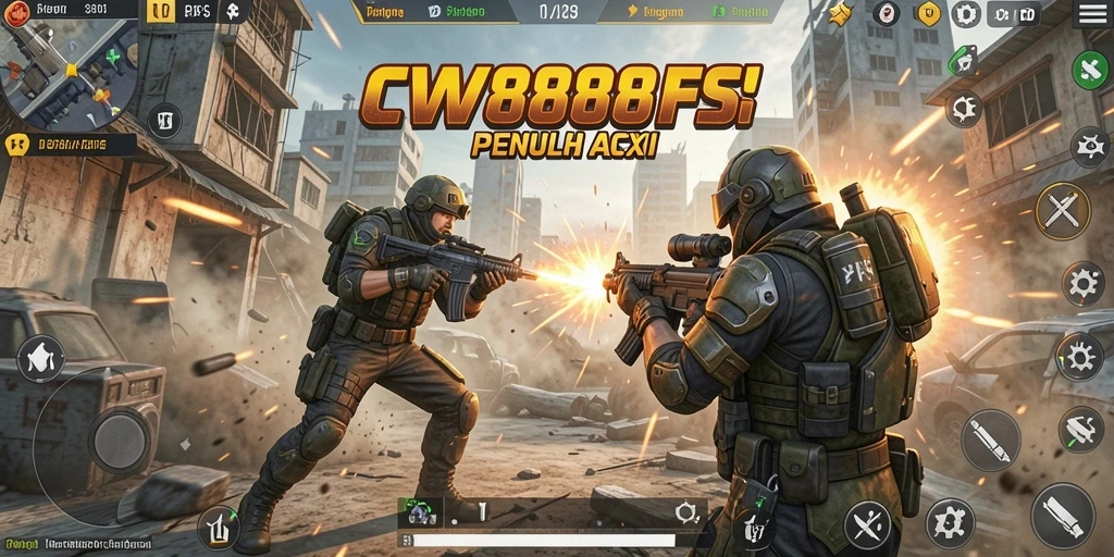 Gameplay mendebarkan dari CW8888 yang menunjukkan aksi FPS intens.