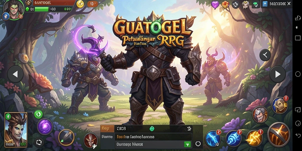 Screenshot GUATOGEL menampilkan aksi pertarungan karakter RPG yang seru.