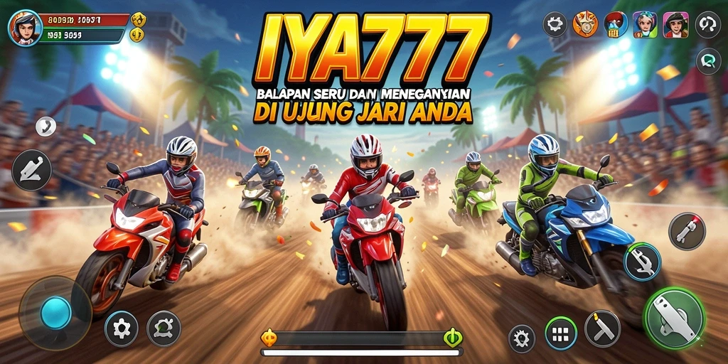 Screenshot gameplay IYA777 menampilkan aksi balapan yang intens.