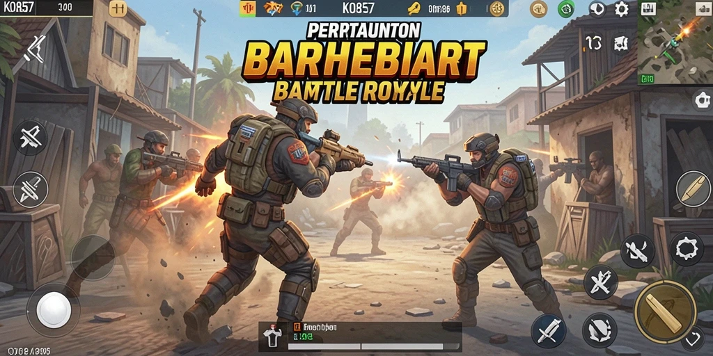 Tangkapan layar gameplay Battle Royale KO857 yang mendebarkan.