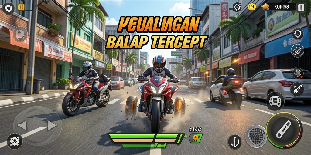 Tampilan gameplay balap yang mendebarkan di KOIN138.