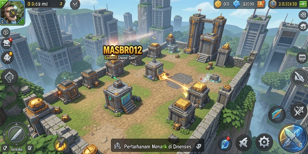 Tampilan menarik dari gameplay Tower Defense di MASBRO12.