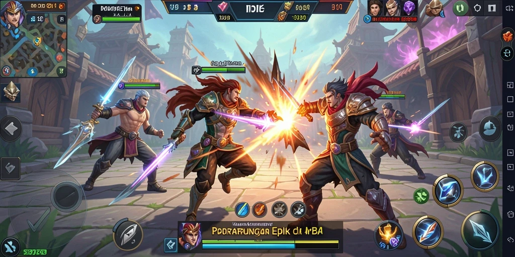 Screenshot MPOID menampilkan aksi intens dalam pertempuran tim di arena.