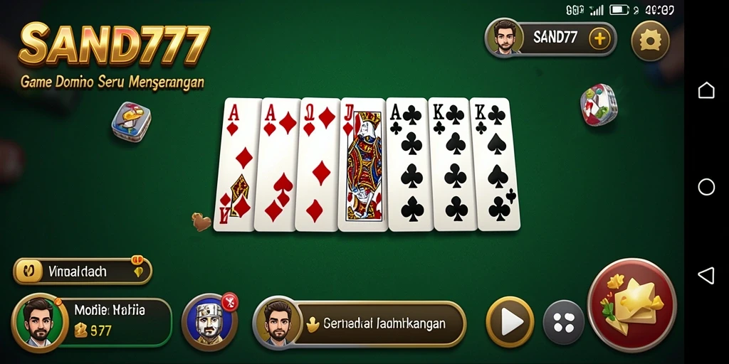 Tampilan gameplay seru dalam SAND77 dengan Domino yang menarik.